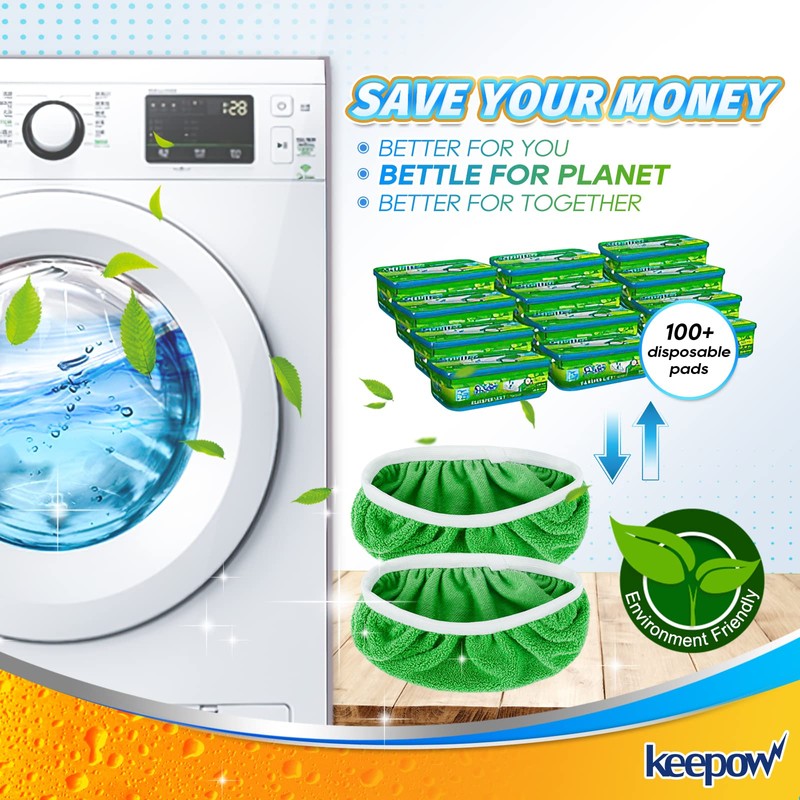 KEEPOW Reusable Mop Pads Compatible with Swiffer Sweeper Mop, Dry