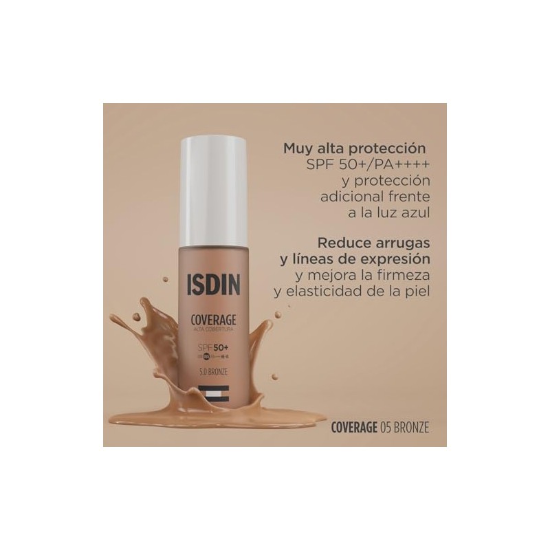 ISDIN Coverage SPF 50+ 5.0 Bronze, Base De Maquillaje Con