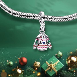 MSPOVOF Heart Christmas Animal Charms Bead for Bracelets and Necklaces S925 Sterling Silver Charms for Christmas Birthday Women Jewellery Gift, Cubic Zirconia