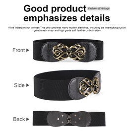 JASGOOD Women Stretchy Belts for Dresses Vintage Elastic Wide Waist Belts 4 pack