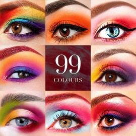 99 Colors Eyeshadow Palette, Rainbow Colors Makeup Eyeshadow Palette, Professional High Pigmented Matte Glitter Makeup Pallet, Waterproof Long Lasting Colorful Eye Shadow Powder