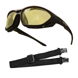 SOL PRO Anti-Fog Safety Motorcycle Riding Sunglasses Foam padded Goggle, Dustproof, Windproof, Hunting, Hiking, Golfing (Black - Yellow)
