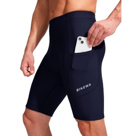 Bikewa pantalones cortos para hombres 3D acolchados para ciclismo en carretera, bicicleta de montaña, ciclista, bicicleta, UPF 50+, bolsillos con cremallera