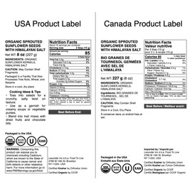 Food to Live Organic Sprouted Sunflower Seeds with Himalayan Salt, 8 Ounces – Raw Kernels, Perfect for Cooking, Baking and Snacking, Keto-Friendly, Non-GMO, Vegan, Kosher, Bulk