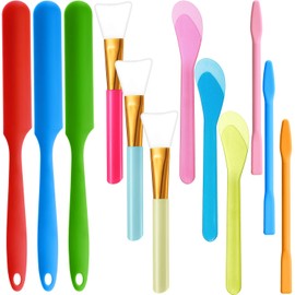 Patelai 12 Pcs Silicone Stir Sticks Kit, Silicone Epoxy Brushes, Stir Tool Sticks, Mixing Spoon, Scraper DIY Crafts Tools for Resin Epoxy Liquid Paint(Bright Color)