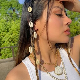 Juego De Anillos Para El Cabello Con Forma De Círculo Tribal Bohemio, Anillos Trenzados Bohemios, Pinzas Para El Cabello Con Trenza Sucia Con Rastas De Concha, Plata 1 Unidad (Paquete De 1