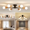 Fivootvi Semi Flush Mount Wood Ceiling Light Fixture 6-Lights Rustic