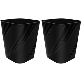 DAJITRE Small Plastic Trash Can Wastebasket Recycling Bin for Bathroom, Dorm, Bedroom，Home Office, Garbage Can for Bedroom, Kids Room (2, Black)