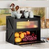 Trironsun Farmhouse Double Layer Black Bread Box with Acrylic Door