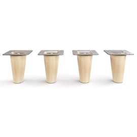Sossai Clif Round HMF1 Natural Wood Furniture Feet 8 cm High Round Straight Design for Dressers Shelves Cupboards Untreated Beech