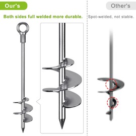Insaga 30'' Ground Anchors Screw in Heavy Duty 12mm Solid Steel, 3" Spiral Blade with Smooth Edges, Fully Welded Design for Mobile Home, Shed, Trampoline, Swing Set, Carport, Earth, Tent, 4Pack