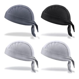 UILYNIU 4 Pcs Anti-UV Head Protection Headband,Bandana for Men Skull Cap,Quick Dry Sports Bandana Cycling Skull Cap Sports Hiking Skating Cycling Climbing (UK, Alpha, M, L, Gray,Dark Gray,Black)