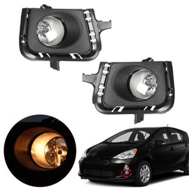 Silscvtt 2Pcs Fog Lights Assembly Replacement for 2012 2013 2014 Toyota Prius C Clear Lens W/Wiring Harness and Switch Left+Right Side
