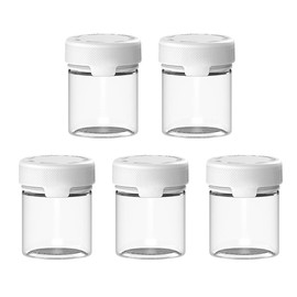 Chubby Gorilla 3oz / 90CC / 90ml Aviator PET Plastic Container for Dry Goods, Powders and or Medication, with Child Resistant Caps - 5X Containers (Clear Natural Container/White Cap)