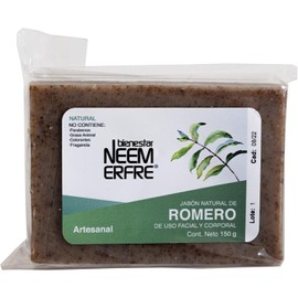 bienestar NEEM ERFRE Jabón Natural Artesanal Romero con Aceite Neem Oliva Tea Tree -Sin Parabenos Petrolatos Grasa Animal-150 g c/u - 5.29 oz each (Individual)