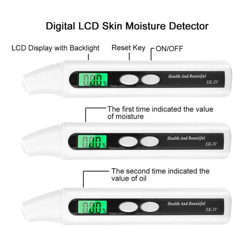 0~99.9% Digital LCD Skin Face Moisture Oil Analyzer Monitor Tester
