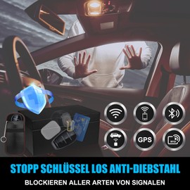 Large Keyless Go Protection Car Key Box & 2 Bags, [12 Car Key Capacity] Faraday Box for Car Keys with 2 Faraday Pockets, Anti-Theft Key Ring Protector RFID, 22 x 13 x 10.3 cm