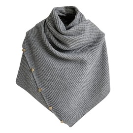 Women's Shawl, Shoulder Scarf, Knitted Stole, Large, Warm, Soft, Poncho, Shawl, Spring, Autumn, Winter, Knitted Decorative Shawl, Scarf, Headscarf, Triangular Scarf for Women and Girls, gray