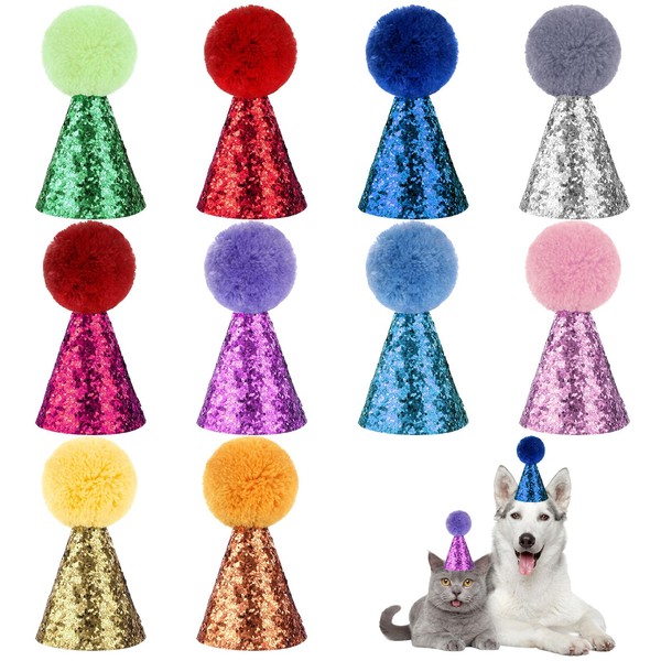 Dog Birthday Hats, 10 Packs Cat Birthday Hat Dog Party
