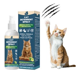 Cat deterrent spray Natural green lemon flavor Non-toxic anti scratch formula for cat and dog,Safe indoor and outdoor repellent for furniture,Blanket and plants Effective pet training assistance 100ML