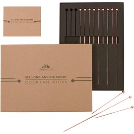 Copper Cocktail Picks Combo Pack - (6pc of each 4" and 8" picks)
