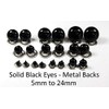celloexpress 12mm Solid Black Safety Eyes with Metal Backs for