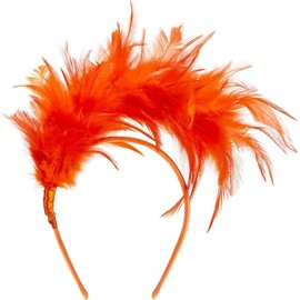 1920s Feather Fascinator Headband for Women Kentucky Derby Headpiece Hats Cocktail Wedding Tea Party - Color: Rose Red