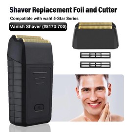 8173-700 Shaver Replacement Foil Compatible with wahl 5 Star Series Vanish Shaver 8173-700,Professional Replacement Foil & Cutter Bar Assembly for Super Close Shaving,Black (2 Pack)