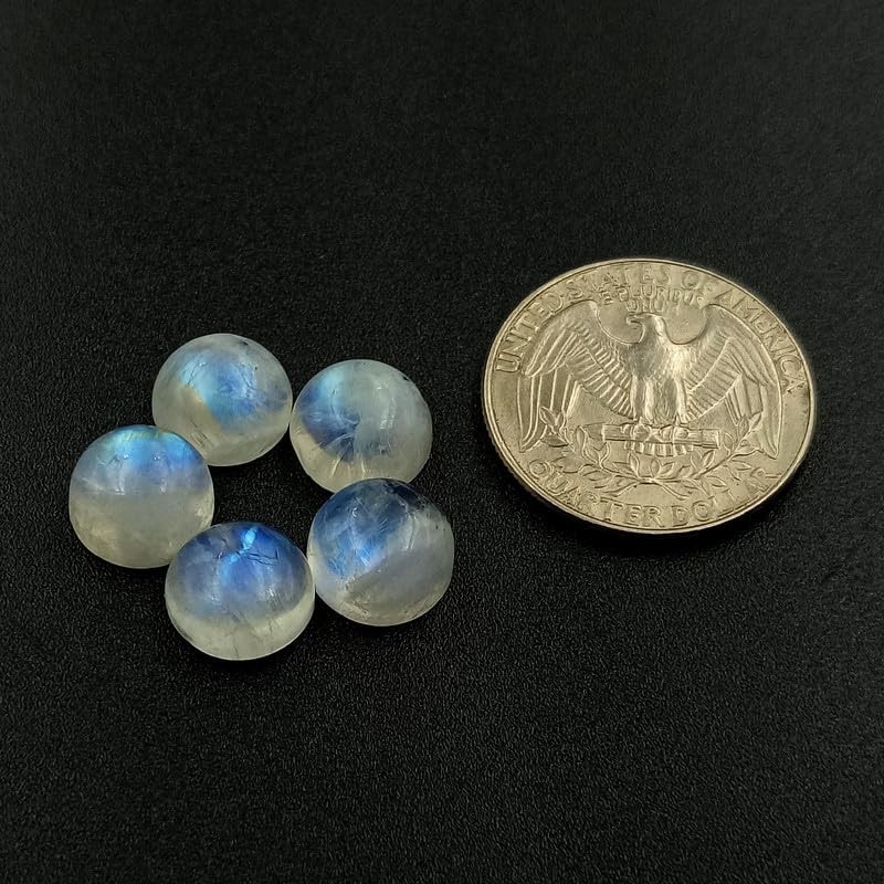 SGM Shop™ Natural Rainbow Moonstone Calibrated 7mm Round Shape 5Pcs
