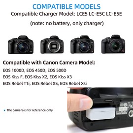 KWTOUL LP-E5 Battery Charger LC-E5 LC-E5E Compatible with Canon EOS 1000D, EOS 450D, EOS 500D, EOS Kiss F, EOS Kiss X2, EOS Kiss X3, EOS Rebel T1i, EOS Rebel XS, EOS Rebel Xsi