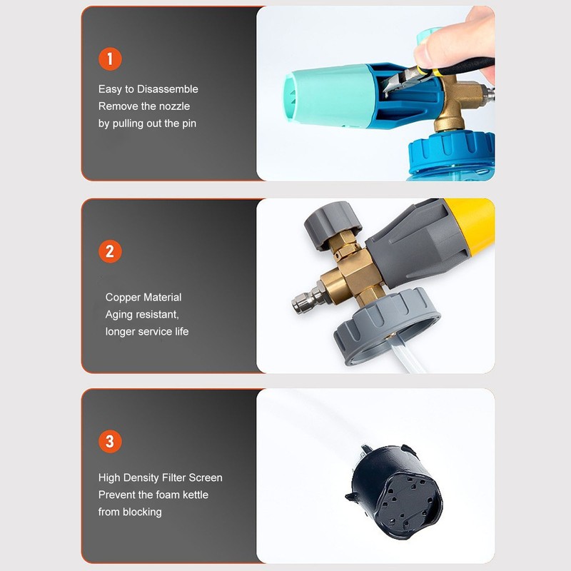 1L 4000psi Foam Generator Adjustable High Pressure Sprayer Washer Can
