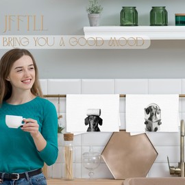 JFFTLL Funny Newspaper Dachshund Dog Bathroom Hand Towels, Weiner Dog Gifts for Women Hand Towels for Bathroom Washroom Restroom Decor, Gifts for Dachshund Lovers, 16x24 Inch Set of 2