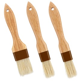 Gjinxi 3Pcs Pastry Brush, Natural Bristle Basting Brush, Basting Brush for Cooking, Food Brush, Butter Brush, Baster Brush, Beech Wooden Handle BBQ Brushes for Sauce, Kitchen Baking Brushes