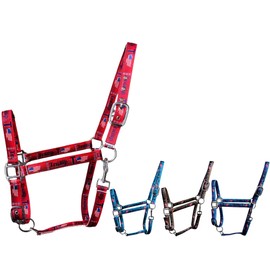 RESISTANCE Trump Polyester Horse Halter with Snap – Durable & Adjustable – Horse Size (Red, Full Size)