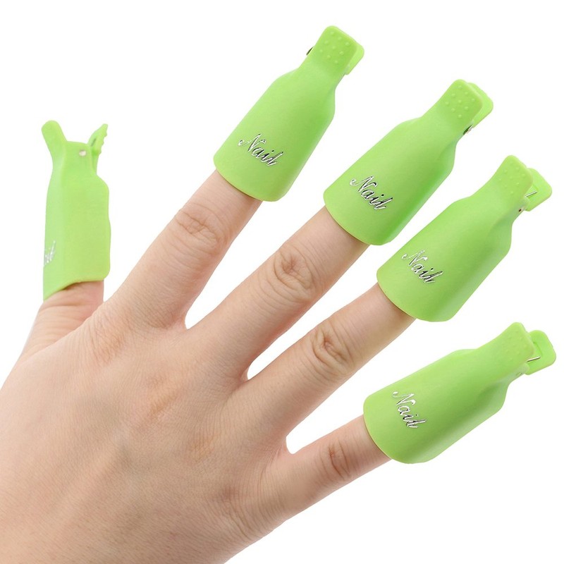 Useful 10Pcs Plastic Acrylic Nail Art Soak Off Clip Cap
