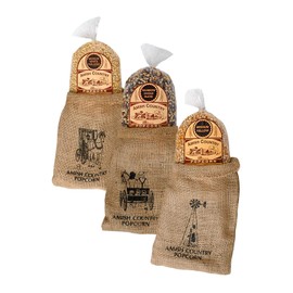 Amish Country Popcorn | 3 - 2 lb Bags | 6 lb Burlap Variety Set | Medium White - Medium Yellow - Rainbow Popcorn Kernels | Old Fashioned with Recipe Guide (3 - 2 lb Bags)