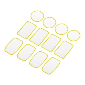 sourcing map 30pcs Sublimation Patch Blank, 3 Shape Fabric Iron-on Blank Heat Transfer Repair Patch for DIY Crafts Caps Clothes, White with Yellow Border