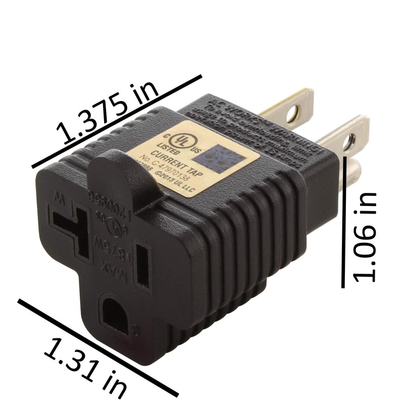 AC WORKS 15 to 20Amp 125Volt T-Blade Adapter (2PK-Compact)