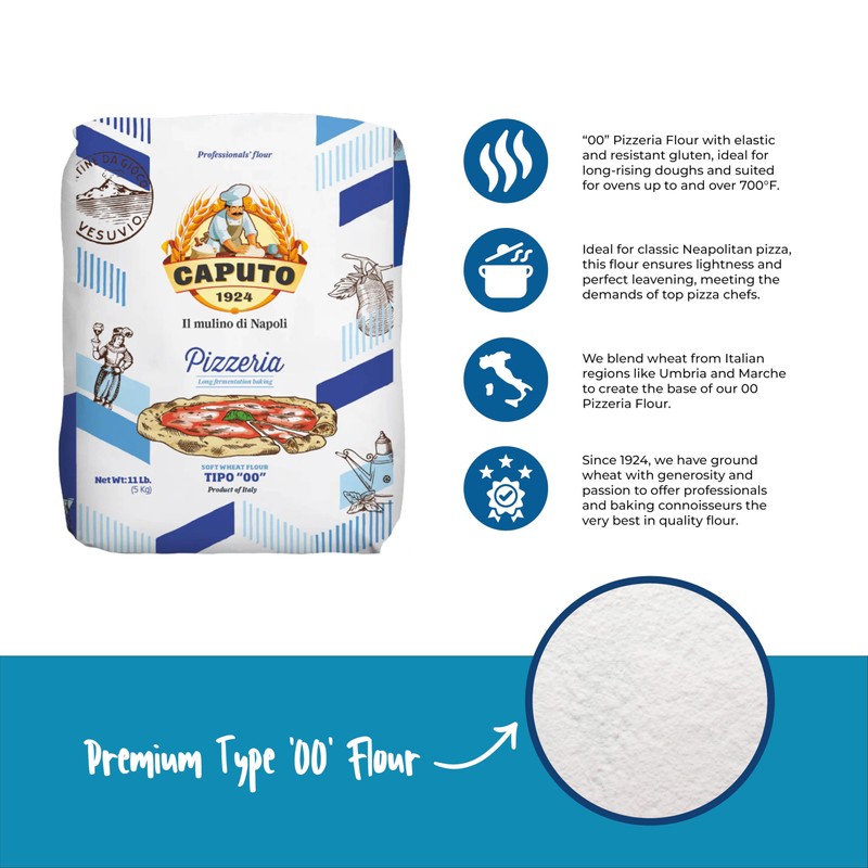 Antimo Caputo Pizzeria Flour Blue, 11 Pound (5Kg) Bag -