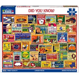 White Mountain 1000 Piece Jigsaw Puzzle for Adults Fun Vintage Collage Large Jigsaw Puzzle Gift for Seniors 24"x30" - Did You Know