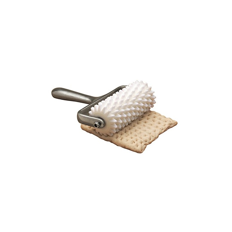 American Metalcraft DDCH7755 Ten-Wheel Casted Handle Dough Roller Docker, Plastic
