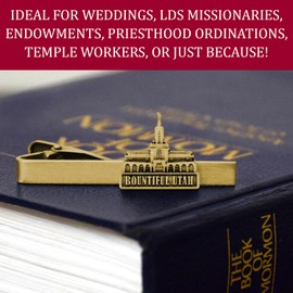 Gold Tie Clip by Ringmasters | LDS Temple Tie Clips for Men with Antique Silver Finish | Suit Accessories for Weddings, Church, & Formal Events | Versatile Tie Pin, (Bountiful Utah)