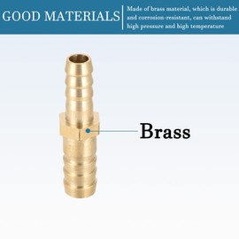 QUARKZMAN 10 mm to 8 mm Dmr Straight Brass Barb Hose Assembly Reducer x 2 Pieces Straight Connector Adapter for Hose Connection Gold Tone