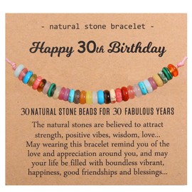 Crystal Bracelet for Women Girls Colorful Beaded Bracelet Crystal 30th 40th Boho Gemstone Beaded Bracelets Birthday Jewelry Gifts (30th Birthday)