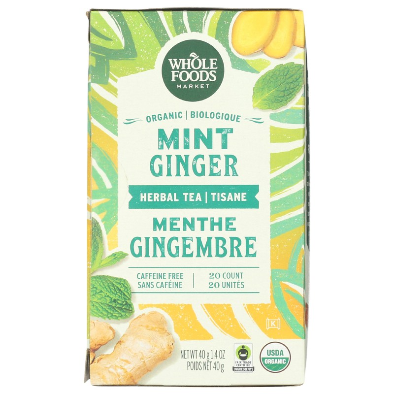 Whole Foods Market, Organic Mint Ginger Herbal Tea, 20 Count
