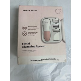 Vanity Planet Facial Cleansing System Rotating Three Brush Heads White & Pink