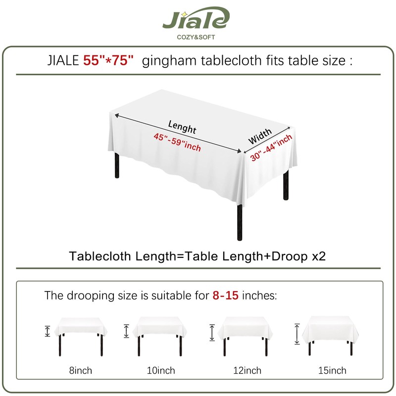 JIALE - Mantel rectangular de cuadros de algodón y lino
