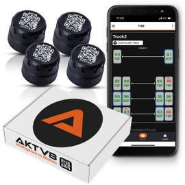 PressureTech Wireless Tire Pressure Monitoring System - TPMS Sensors for Automobiles, Motorcycles, Powersport Vehicles, RVs, Trailers - Real-Time Display w/iOS or Android App (0-150 PSI) (Pack of 4)