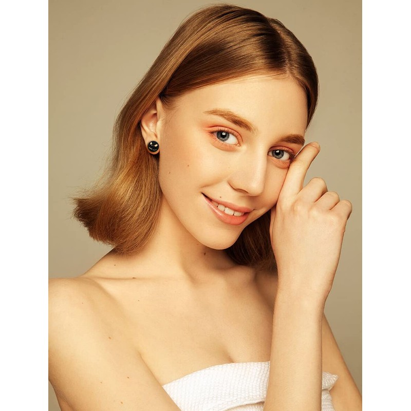 YZstyle Stainless Steel Black/Silver Jack Skellington Cut-Out Round Circle Button