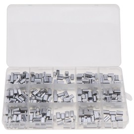 ECSiNG 200pcs Aluminum Sleeves Clips with Double Holes for 1.2 1.5 2.0 3.0mm Cable Wire Rope Pet Leash Double Ferrules Crimping Loop ittings Cable Crimps